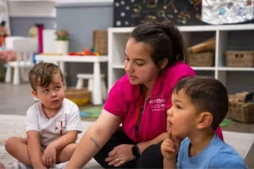 2 toddler with educator at early learning centre