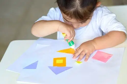 Toddler during art class at early learning centre